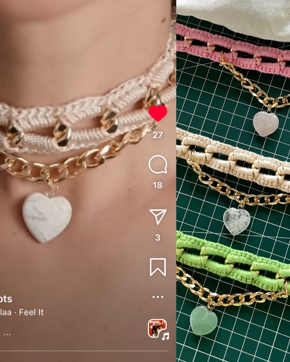 Crochet Crystal Heart Choker – Handmade