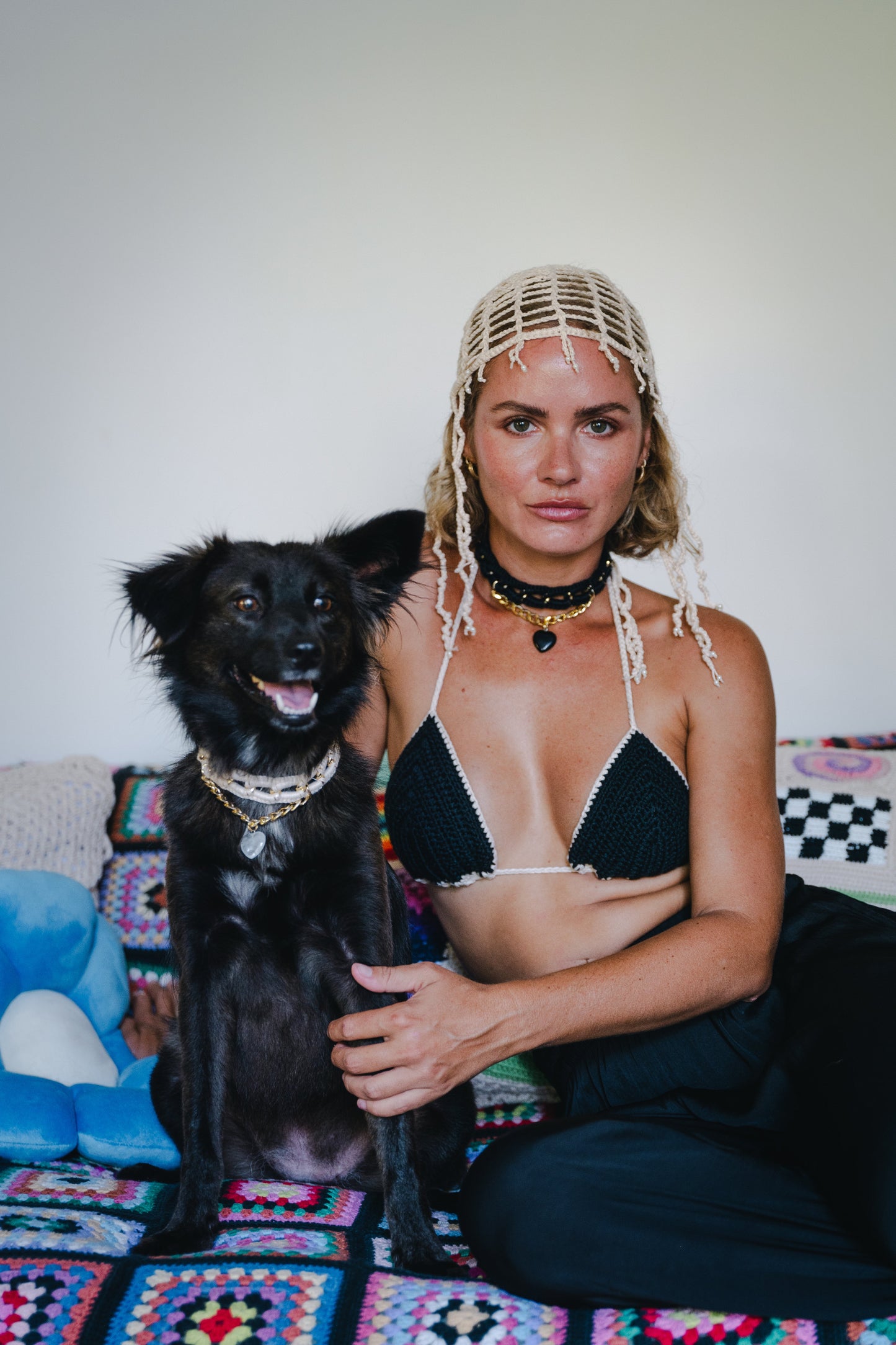 Crochet Crystal Heart Choker – Handmade