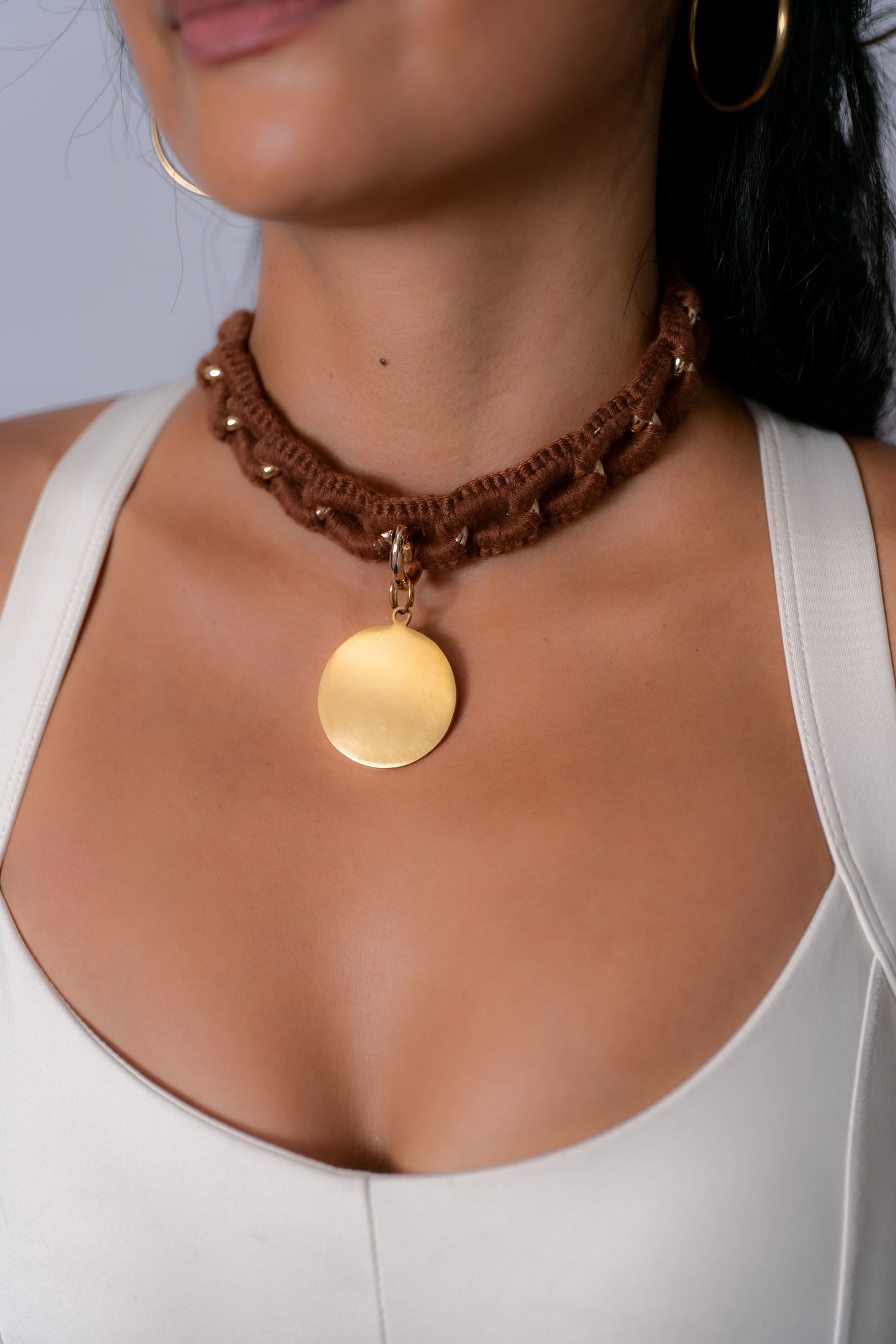 Crochet Crystal Heart Choker – Handmade